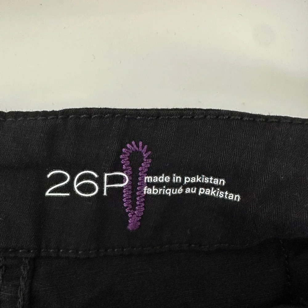 Anthropologie Pilcro The Arin Mid-Rise Button-Front Barrel Pants Black 26P